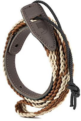 Planet Waves D'Addario Accessories Mandolin Strap - Mandolin Accessories - Braided Mandolin Strap - Brown/Cream
