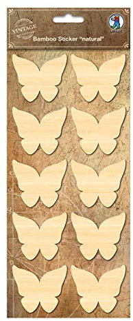Ursus 41030002 - Bambus Sticker, Natural, Schmetterling, selbstklebend, beschreibbar, lösungsmittel- und säurefrei, Stickerbogen ca. 12 x 26 cm, ideal zum beschriften von Gläsern, Dosen und Geschenken