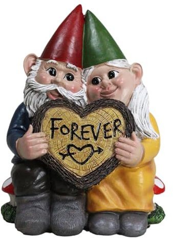 Ebros Skulptur Herr und Frau Gartenzwerg Hobbit Pärchen sitzend auf Fliegenpilz Pilze Statue 15,9 cm hoch Forever Love Struck Zwerge Heimdekoration Skulptur Figur