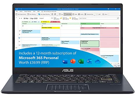 ASUS VivoBook with Microsoft Office 365 - L410MA 14 inch Full HD Metal Laptop (Intel Pentium N5030, 4GB RAM, 64GB eMMC, Windows 10 S) - Includes LED NumberPad, Blue