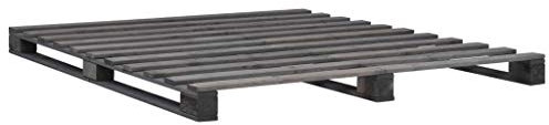 Goliraya Palettenbett Paletten-Bettrahmen Passende Matratzengre: 200 x 200 cm (B x L) aus massivem Kiefernholz,Grau