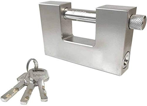 Heavy Duty Padlock with 3 Keys - Hardened Solid Steel Hardware Monoblock Lock -Thick Shackle - Protect Garages, Containers, Sheds, Shutters (80mm)