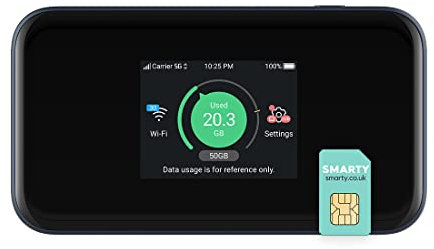 ZTE MU5001, 5G/CAT20 Débloqué, Portable Low Cost WiFi 6 Hotspot, Connectez 32 appareils, batterie de 4500 mAh avec charge rapide, spécifications britanniques, avec carte SIM intelligente 5G gratuite -