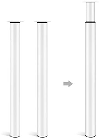 DHOUSE 2-Pack Adjustable Breakfast Bar Legs, Modern Style Metal Folding DIY 60mm Diameter Worktop Legs for Furniture: Dining, Coffee, Bar Tables (White)