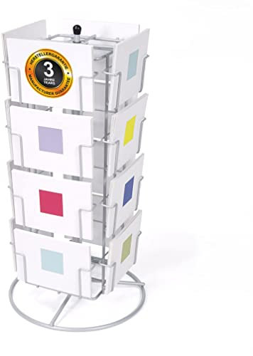 FLUHR DISPLAYS Kartenständer in silber | Thekenständer mit 16 Fächer | Kartenhalter in DIN A6 | Querformat