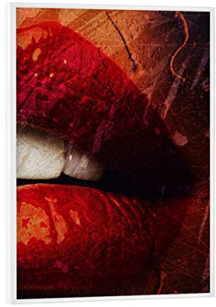 artboxONE Poster mit weißem Rahmen 18x13 cm Menschen Rainy Lips - Bild Mouth Frau Lippenstift