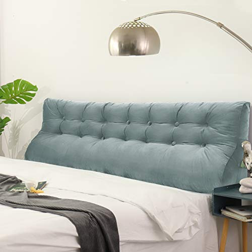 Johnear Rückenkissen Samt ergonomisch für Sofa & Bett (Grau, 200cm)