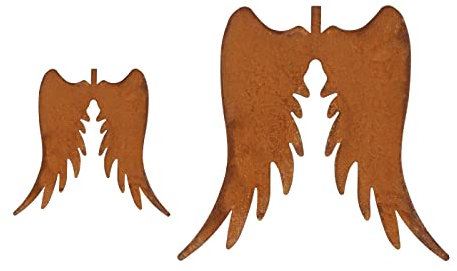 Bornhöft Engelflügel 2er Set Engel Flügel aus Edelrost Metall Rost Gartendekoration Weihnachten rostige Gartenstecker