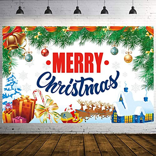 Weihnachten Banner, Frohe Weihnachten Hintergrund Banner, Merry Christmas Banner, Frohe Weihnachten Banner Weihnachtsmann Schneeflocke Baum Elch, Extrem Große Outdoor Banner Weihnachten Neujahr Deko