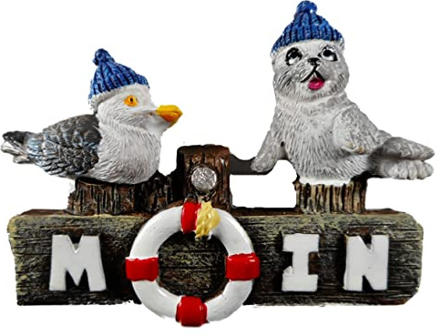 Magnet Souvenir Moin Möwe Robbe 7 x 6 x 1,8 cm Kühlschrankmagnet Maritim Deko GCG 3680