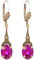Jugendstil Ohrringe Gold Kristalle aus Österreich Fuchsia Pink Ohrhänger NOBEL SCHMUCK