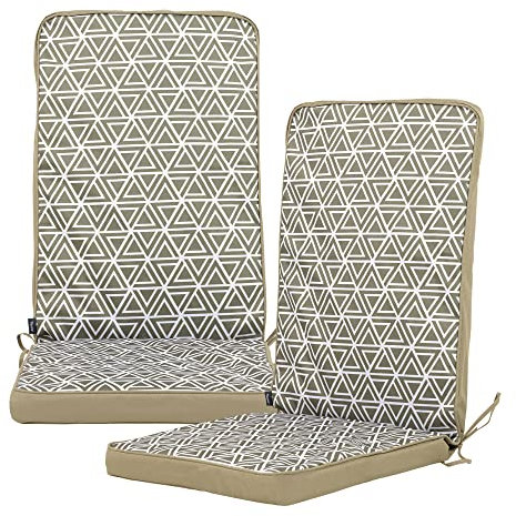 Bean Bag Bazaar Outdoor High Back Seat Pad with Filling, Set of 2, Green