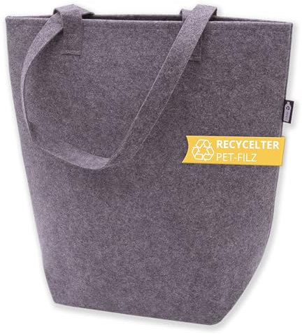 WÜRZHEY Einkaufstasche aus Recycling Material – robuste & bequeme Filztasche mit ausreichend Platz – Ideal als Einkaufskorb Shopper oder Einkaufsbeutel | Shopping Bag inkl. E-Book Einkaufsratgeber