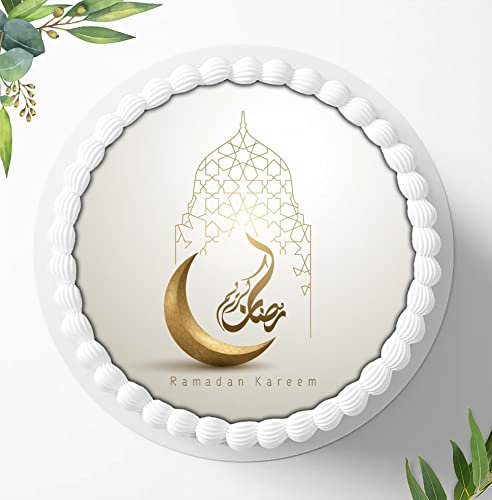 Eine süße Liebeserklärung zu Ramadan Kareem: Mit einer liebevollen Tortenkrönung verzaubern, Süße Verzierungen zum Ramadan Kareem, Tortenbild Ramadan Kareem, Essbares Foto für Torten, Ø 20cm, 1370z