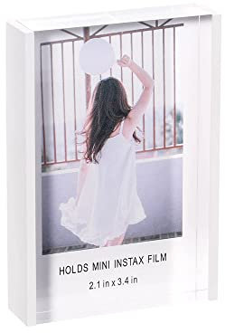 Janaden Marco de foto Acrílico, Marcos de Imagen Acrílico, Marco de Fotos de Polaroides, Marco Acrílico Blanco Pequeño para foto de 5,33x8,64cm, mini marco de fotos para Fujifilm y Película Polaroid