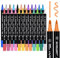 CORYIN Pennarelli a Vernice Acrilica 24 Colori Pennarelli Doppia Punta Impermeabile Pennarelli Acrilici Indelebili Plastica Vetro Carta Legno Metallo Ceramica Tela Cartoncino Bambini DIY