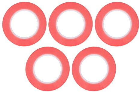 5 Rollen Doppelseitiges Klebeband, 3mm x 25m PET Tape, Rot Stark Klebend Abnehmbares Adhesive Teppichgreifer Double Sided Band Ablösbarer Kleber zum Basteln, Geschenkpapier, Teppich, Foto Wand,Zuhause
