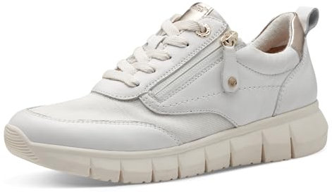 Tamaris Comfort Damen Sneaker flach aus Leder mit Reißverschluss, Weiß (White), 38 EU
