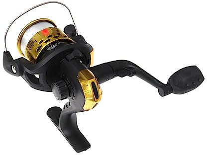 INOOMP Kleine Aluminium Angelrolle Mit Schnur Ganzmetall Kaltgeschmiedet Wasserfest Ergonomischer Griff Für Salzwasser Süßwasser Angeln Am See Fluss Meer