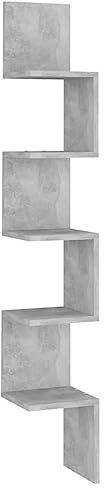 vidaXL Wand Eckregal Bücherregal Wandregal Hängeregal Regal Küchenregal Schweberegal Dekoregal Wohnzimmer Betongrau 20x20x127,5cm Holzwerkstoff