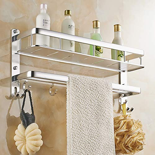 LUCEAE Bathing Double Bar Toall Rail, Estante de Condimento para la Cocina, Estante de Almacenamiento de Salas de Ducha de Balcón, Soporte de Toalla de Aluminio/60Cm