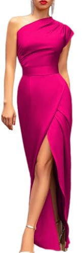 shownicer Robe de Soiree Femme sans Manches Longue Élégante Robe Casual Été Sexy Maxi Robe de Cérémonie Party Mariage Cocktail E Rose Rouge XXL
