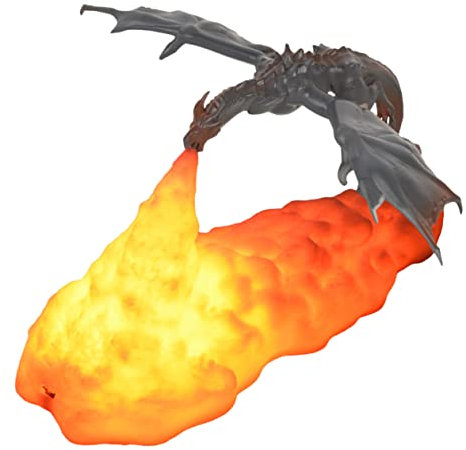 DOITOOL LED-Nachtlicht -nachtlicht 3d Gedrucktes Drachenlicht Drachen Nachtlicht 3d-lampen Nachtlicht Abfeuern Tierische Nachtlichter Feuer Atmen Lavalampen Für Mädchen Pla Led