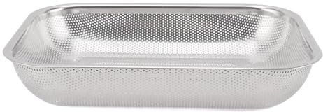 Colador de Acero Inoxidable, Colador Rectangular Resistente a la Oxidación, Resistente a Altas Temperaturas, Drenaje Conveniente para Cocinar (Largo 27cm Alto)