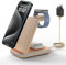 GEEKERA Wireless Charger, 3 in 1 Wireless Charging Station for iPhone 16/15/14/13/12/11/Pro Max/X/8, Phone Watch Charger Stand for Apple Watch 10/Ultra/9/8/7/6/5/4/3/2, AirPods 4/Pro/3/2-Bamboo