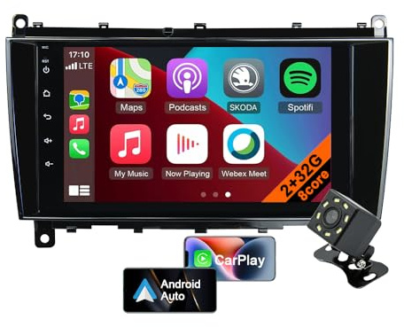 Android 13 Autoradio für Mercedes Benz 2006–2012 CLK W209/2004–2008 CLS W219 mit CarPlay Android Auto, 8 Zoll Touchscreen Bluetooth WiFi GPS Navigation MirrorLink (8core 2GB+32GB)