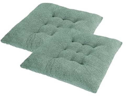 Delindo Lifestyle Stuhlkissen Plüsch im 2er Set, Sitzkissen in 38x38 cm, 6 cm hoch, für Indoor und Outdoor, Mint grün