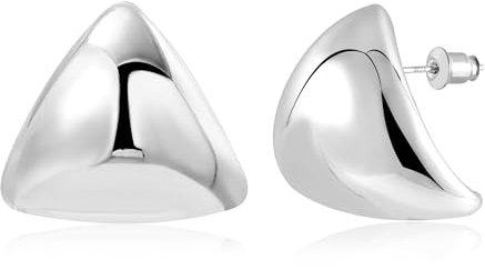 Silber 925 Ohrringe für Damen, Große Klobige Ohrstecker Sterling Silber Ohrringe Große Ohrstecker Hypoallergen Große Dreieck Ohrstecker Dicke Ohrringe Statement Ohrstecker Damen Mädchen