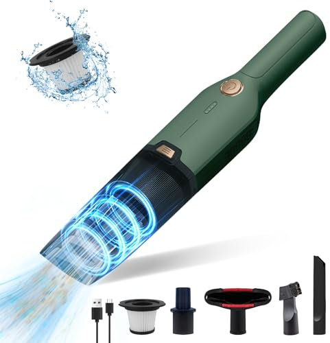 iKristin Handstaubsauger, Autostaubsauger, USB aufladbar Tragbar Leicht Mini Staubsauger für den Auto, Haus, Küche, TierhaareZuhause, Büro, Grün