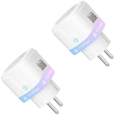 UseeLink Matte Smart Sockets with Power Consumption, WLAN Sockets with Electricity Meter for Balcony Power Plant, Kompatibel mit Phililips HUE Alexa Google Home,16A,2 Pack