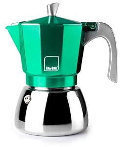 IBILI - Cafetera express Elba Green, 6 tazas, 300 ml, Aluminio fundido, Base de Acero Inoxidable, Apto para inducción