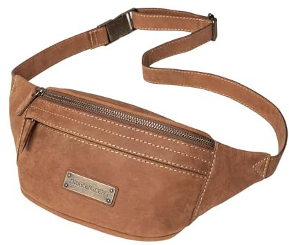 DRAKENSBERG Leder Bauchtasche 'Mel' (L) groß für Damen und Herren - Lässige Hüfttasche und Gürteltasche, 2,5L - Havanna-Braun, DR00309-L