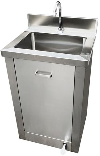 Evier Inox Exterieur Indépendant Évier Utilitaire Vertical Avec Support, Évier Inox Autoportant Avec Robinet Et Accessoires, Avec Commande À Pédale