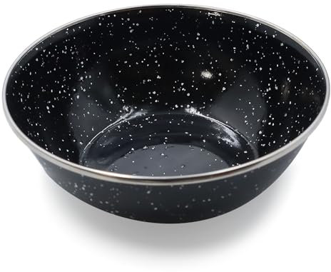 Navoys Enamel Camping Bowl - Black, Heat Resistant, Ideal Accessory for Camping, Picnic, Hiking, Fishing (1 Bowl)