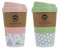 Restore Coffee Cup Travel Mug, Renew 320ml Multi Coloured Pack Reuseable Polypropylene Silicone Grip Leakproof BPA Free Beverage Cup, Fits Standard Cup Holders (2 Mixed Pack Pink & Teal)