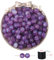 ftiemlovde 60 Rondes Perles pour Bracelet，Oeil Collier Perle Pierre Naturelle pour Bijoux （Violet Foncé Scintillant 8mm）