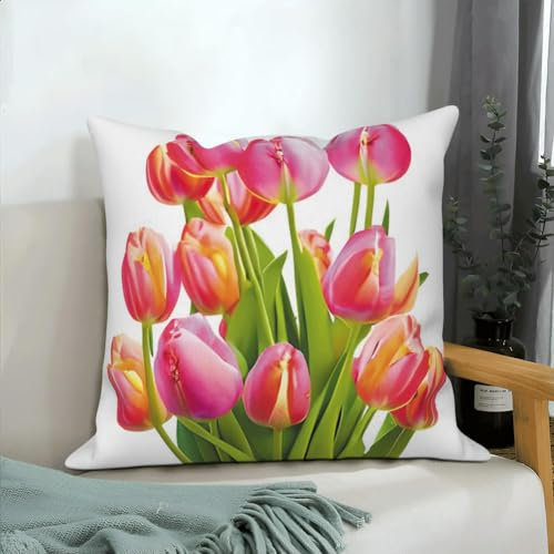 4pcs Pink Floral Throw Pillow Cover Decoration Living Room Sofa Cushion Home Decor-40x40cm
