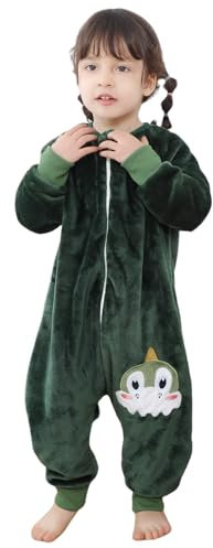 Gigoteuse a Pied Surpyjama Bébé Fille Garçon, Hiver Flanelle Combinaison Pyjama Enfant Turbulette avec Jambes, Cartoon Manches Longue Dors Bien Grenouillère Sac de Couchage Dragon 110(3-4 Ans)