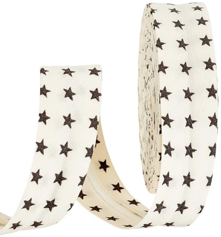 AHANDMAKER 10.94 Yards Doppelt Gefaltetes Schrägband 3/4 Zoll Breites Schrägband Mit Sternmuster DIY Kleidungszubehör Quilt Einfassung Aus Stoffsaum Zum Nähen Nähen Kunsthandwerk (Leinen)