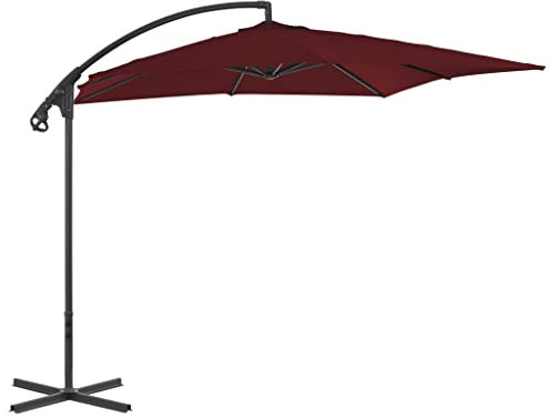LLEZKBR Ampelschirm Gartenschirm mit Stahlstange 250x250cm Weinrot