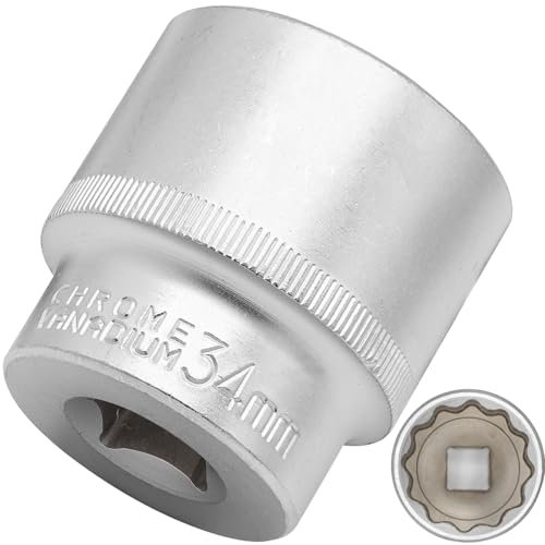 DAKCOS 1/2 Llaves de Multidiente Vasos 12 caras|Tamaño: 34mm|CR-V