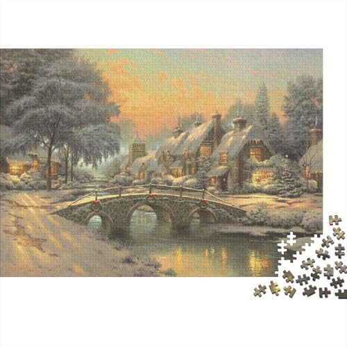 Thomas Kinkade Kunst Puzzle 1000 Teile Erwachsene, Lustige Ölmalerei Puzzles Geschenk-Idee Für Geburtstag, Weihnachten, Halloween Und Valentinstag