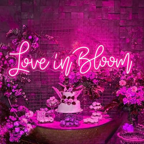 Panneau néon Love in Bloom, lumière de mariage personnalisée, panneaux LED pour toile de fond de mariage, faveurs faites à la main, lampe promposale