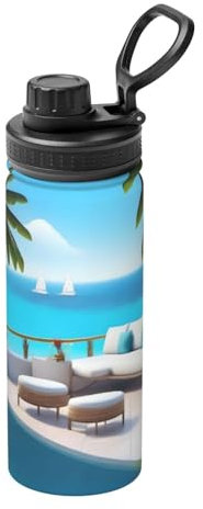 POEZJZW Love Island On The S 18oz Sports Insulated Water Bottle Vacuum Stainless Steel Water Kettle For Fitness Gym Outdoor School