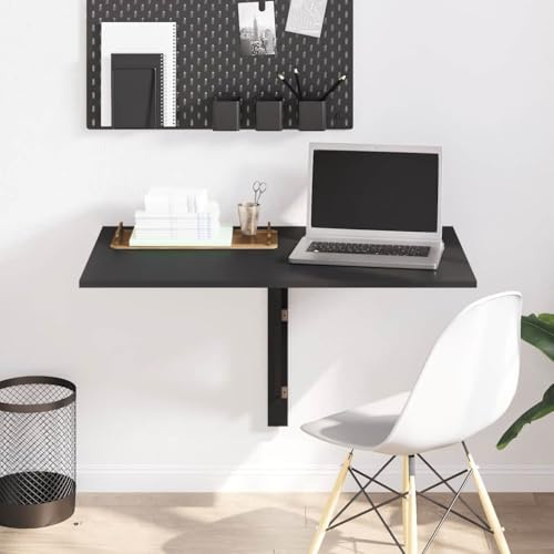Mokuyary Wand-Klapptisch Schwarz 100x60x56 cm Holzwerkstoff Tisch Computertisch, Bürotisch Eckschreibtisch, Arbeitstisch PC-Tisch für Büro, Arbeitszimmer, Schlafzimmer, Wohnzimmer