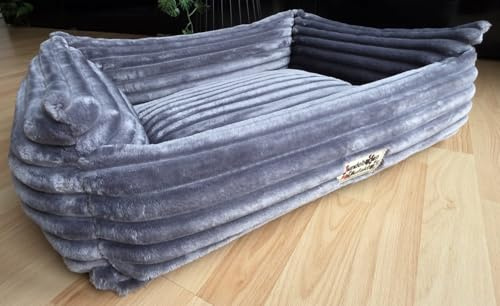 Hundebettenmanufaktur Tierbett Hundebett Comodo mit Cordbezug (grau, 50 cm X 40 cm, Visco-Schaumstoff)